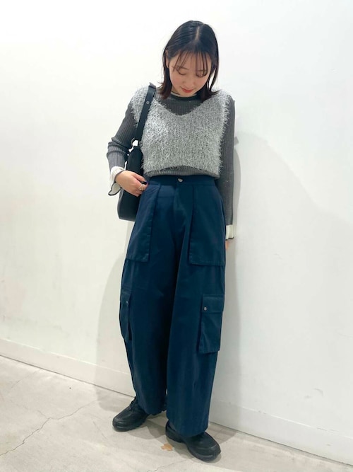 Pastel charm 24インチ グリーン セール】『洗濯可』スパンコールバイカラーコンパクトセーター