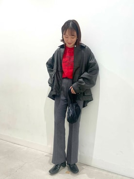 「アイテム（カバーオール）」を使った、ひなちさん（レディース・164cm）の秋コーディネート