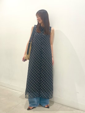 「SENSE OF PLACE by URBAN RESEARCH(センスオブプレイスバイアーバンリサーチ)のナローポインテッドサンダル(サンダル、ブラウン系)」を使った、ひなちさん(レディース・164cm)の夏コーディネート