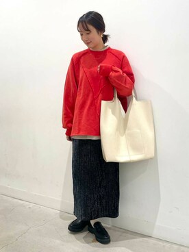 「SENSE OF PLACE by URBAN RESEARCH（センスオブプレイスバイアーバンリサーチ）のヴィンテージルーズスウェット（Tシャツ/カットソー）」を使った、ひなちさん（レディース・164cm）の秋コーディネート
