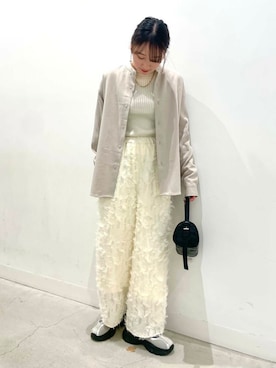 「SENSE OF PLACE by URBAN RESEARCH（センスオブプレイスバイアーバンリサーチ）のフリンジイージーパンツ（その他パンツ）」を使った、ひなちさん（レディース・164cm）の冬コーディネート
