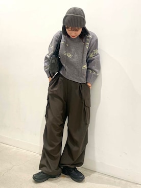 「SENSE OF PLACE by URBAN RESEARCH（センスオブプレイスバイアーバンリサーチ）のFLスクエアボストンバッグ（ボストンバッグ）」を使った、ひなちさん（レディース・164cm）の冬コーディネート