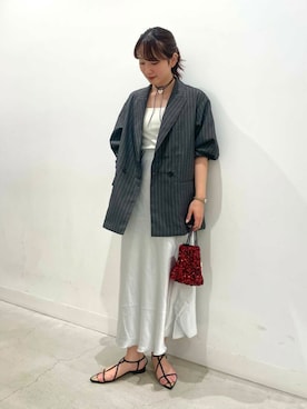 「アイテム（チョーカー、ホワイト系）」を使った、ひなさん（レディース・164cm）の夏コーディネート