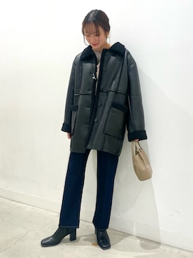 「リバーシブル」｜「アイテム（ブーツ）」を使った、ひなさん（レディース・164cm）の冬コーディネート
