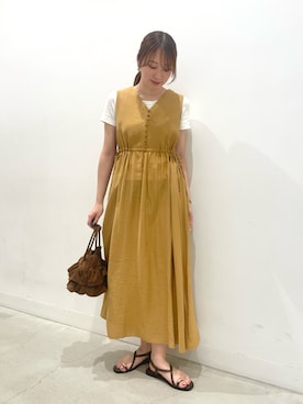 「SENSE OF PLACE by URBAN RESEARCH（センスオブプレイスバイアーバンリサーチ）のサムリングサンダル（Sandals、ブラウン系）」を使った、ひなちさん（レディース・164cm）の夏コーディネート