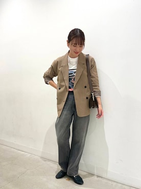 「アイテム（その他アウター、ブラウン系）」を使った、ひなちさん（レディース・164cm）の秋コーディネート