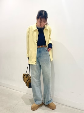「アイテム（バッグ、イエロー系）」を使った、ひなちさん（レディース・164cm）の秋コーディネート