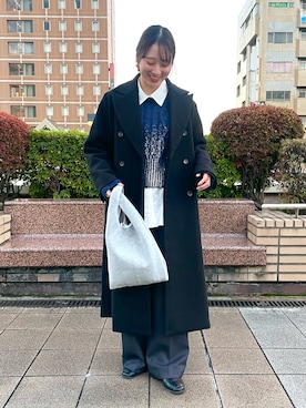 「ケーブルニット」｜「アイテム（チェスターコート）」を使った、ひなさん（レディース・164cm）の冬コーディネート