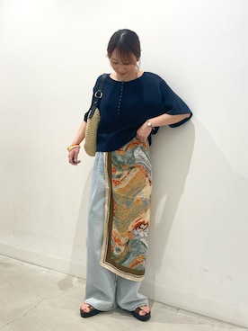 「RODE SKO(ロデスコ)の厚底トングサンダル(サンダル、ブラウン系)」を使った、ひなちさん(レディース・164cm)の夏コーディネート