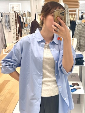 「SENSE OF PLACE by URBAN RESEARCH（センスオブプレイスバイアーバンリサーチ）のピンストライプルーズパンツ（その他パンツ、グレー系）」を使った、ひなちさん（レディース・164cm）の秋コーディネート