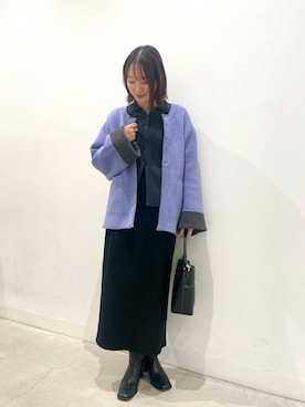「アイテム（ノーカラーコート）」を使った、ひなちさん（レディース・164cm）の秋コーディネート