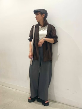 「SMELLY（スメリー）のアイテム（ハンチング/ベレー帽）」を使った、ひなさん（レディース・164cm）の夏コーディネート