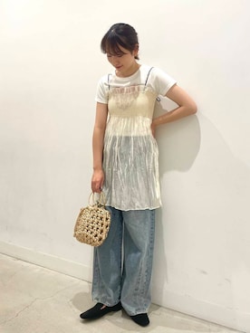 「アイテム（Tシャツ/カットソー、その他）」を使った、ひなちさん（レディース・164cm）の夏コーディネート