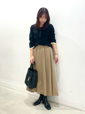 「アイテム（ブーツ）」を使った、ひなちさん（レディース・164cm）の秋コーディネート