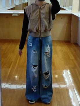 「ストレートデニム」｜Keroさん（レディース・157cm）の秋コーディネート