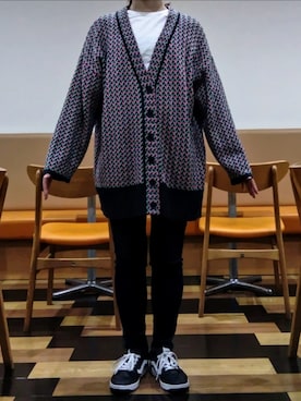 「総柄カーディガン」｜Keroさん（レディース・157cm）の秋コーディネート