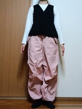 「Ungrid（アングリッド）のミリタリールーズパンツ（その他パンツ、ピンク系）」を使った、Keroさん（レディース・157cm）の夏コーディネート