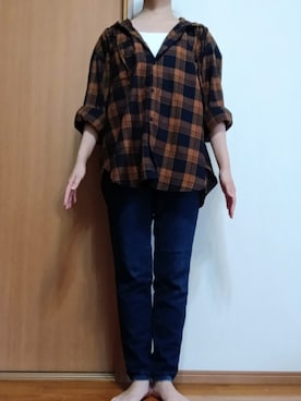 「アイテム（タンクトップ）」を使った、Keroさん（レディース・157cm）の秋コーディネート