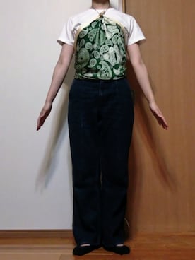 「アイテム（財布/小物、グリーン系）」を使った、Keroさん（レディース・157cm）の夏コーディネート