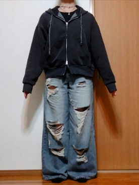 「アイテム（パーカー）」を使った、Keroさん（レディース・157cm）の春コーディネート