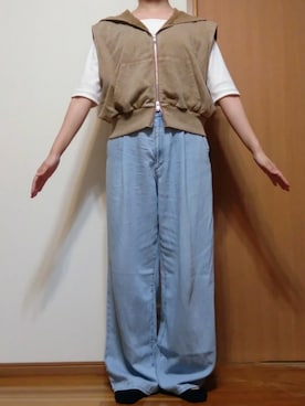 「アイテム（パーカー）」を使った、Keroさん（骨格ウェーブ・レディース・157cm）の夏コーディネート