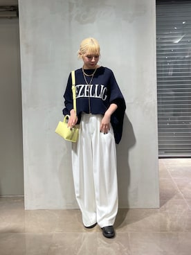 「ロゴニット」｜「アイテム（スラックス）」を使った、doudouyuikaさん（レディース・157cm）の冬コーディネート