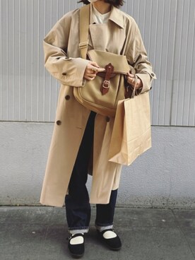 「BRADY」｜「アイテム（トレンチコート）」を使った、r i nさん（レディース・153cm）の春コーディネート