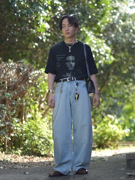 「アイテム（キーケース/キーアクセサリー）」を使った、熊谷一平さん（メンズ・165cm）の夏コーディネート