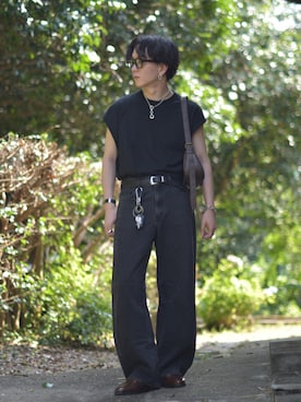 「アイテム（ブレスレット）」を使った、熊谷一平さん（メンズ・165cm）の夏コーディネート