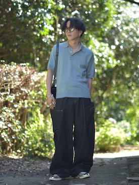 「UNIQLO（ユニクロ）のアイテム（トップス）」を使った、熊谷一平さん（メンズ・165cm）の夏コーディネート