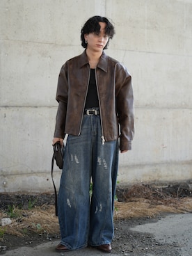 「SINSS（シンス）のアイテム（ジャケット/アウター）」を使った、熊谷一平さん（メンズ・165cm）の春コーディネート