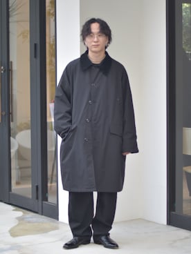 「アイテム（ステンカラーコート）」を使った、熊谷一平さん（メンズ・165cm・20代）の冬コーディネート