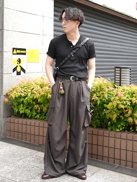 「A.D.S.R.（エーディーエスアール）のアイテム」を使った、熊谷一平さん（メンズ・165cm）の夏コーディネート