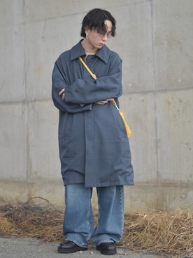 「アイテム（ステンカラーコート）」を使った、熊谷一平さん（骨格ナチュラル・メンズ・165cm）の冬コーディネート