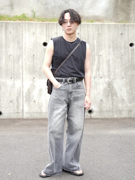 「SINSS（シンス）のアイテム（バッグ）」を使った、熊谷一平さん（メンズ・165cm）の夏コーディネート