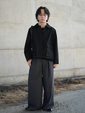 「SINSS（シンス）のアイテム（トップス）」を使った、熊谷一平さん（メンズ・165cm）の春コーディネート