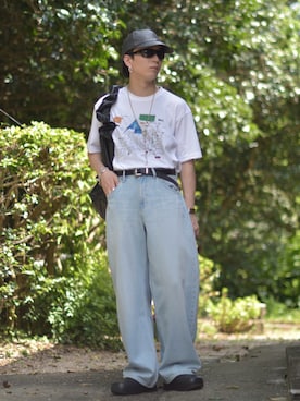 「アイテム（サングラス）」を使った、熊谷一平さん（メンズ・165cm）の秋コーディネート