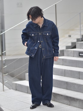 「アイテム（デニムジャケット）」を使った、熊谷一平さん（メンズ・165cm）の秋コーディネート