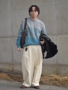 「アイテム（メガネ）」を使った、熊谷一平さん（メンズ・165cm）の秋コーディネート