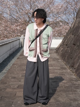 「PUMA（プーマ）のアイテム」を使った、熊谷一平さん（メンズ・165cm）の春コーディネート