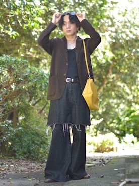 「アイテム（テーラードジャケット）」を使った、熊谷一平さん（メンズ・165cm・20代）の秋コーディネート