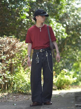 「NEW ERA（ニューエラ）の【NEW ERA/ニューエラ】9TWENTY BLANK CAP/ブランク(ロゴなし)キャップ（キャップ）」を使った、熊谷一平さん（メンズ・165cm）の夏コーディネート