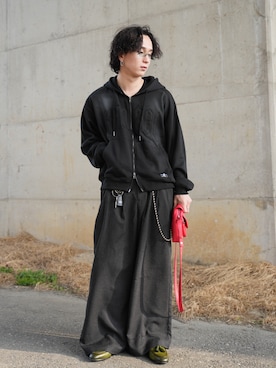 「A.D.S.R.（エーディーエスアール）のアイテム」を使った、熊谷一平さん（メンズ・165cm）の冬コーディネート