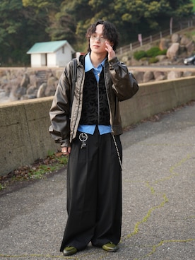 「A.D.S.R.（エーディーエスアール）のアイテム」を使った、熊谷一平さん（メンズ・165cm）の春コーディネート