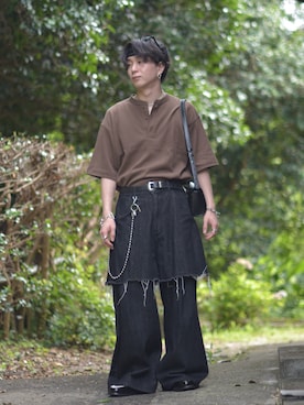 「アイテム（ローファー）」を使った、熊谷一平さん（メンズ・165cm）の夏コーディネート