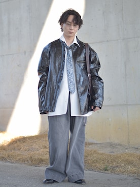 「アイテム（ブルゾン）」を使った、熊谷一平さん（メンズ・165cm）の秋コーディネート