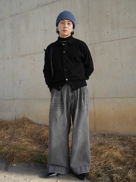 「STANDOIL（スタンドオイル）のアイテム」を使った、熊谷一平さん（メンズ・165cm）の冬コーディネート