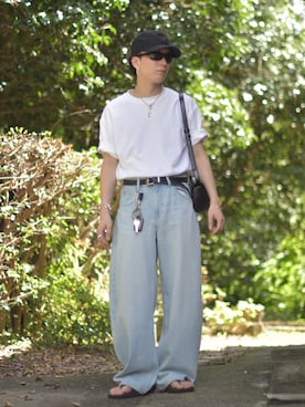 「アイテム（キーケース/キーアクセサリー）」を使った、熊谷一平さん（メンズ・165cm）の夏コーディネート