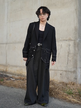 「A.D.S.R.（エーディーエスアール）のアイテム」を使った、熊谷一平さん（メンズ・165cm）の春コーディネート