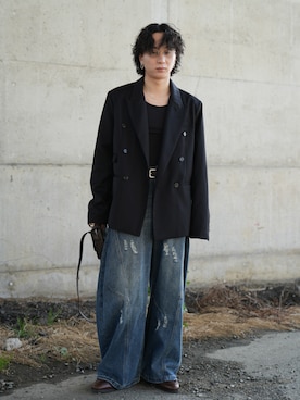 「アイテム（アクセサリー）」を使った、熊谷一平さん（メンズ・165cm）の春コーディネート